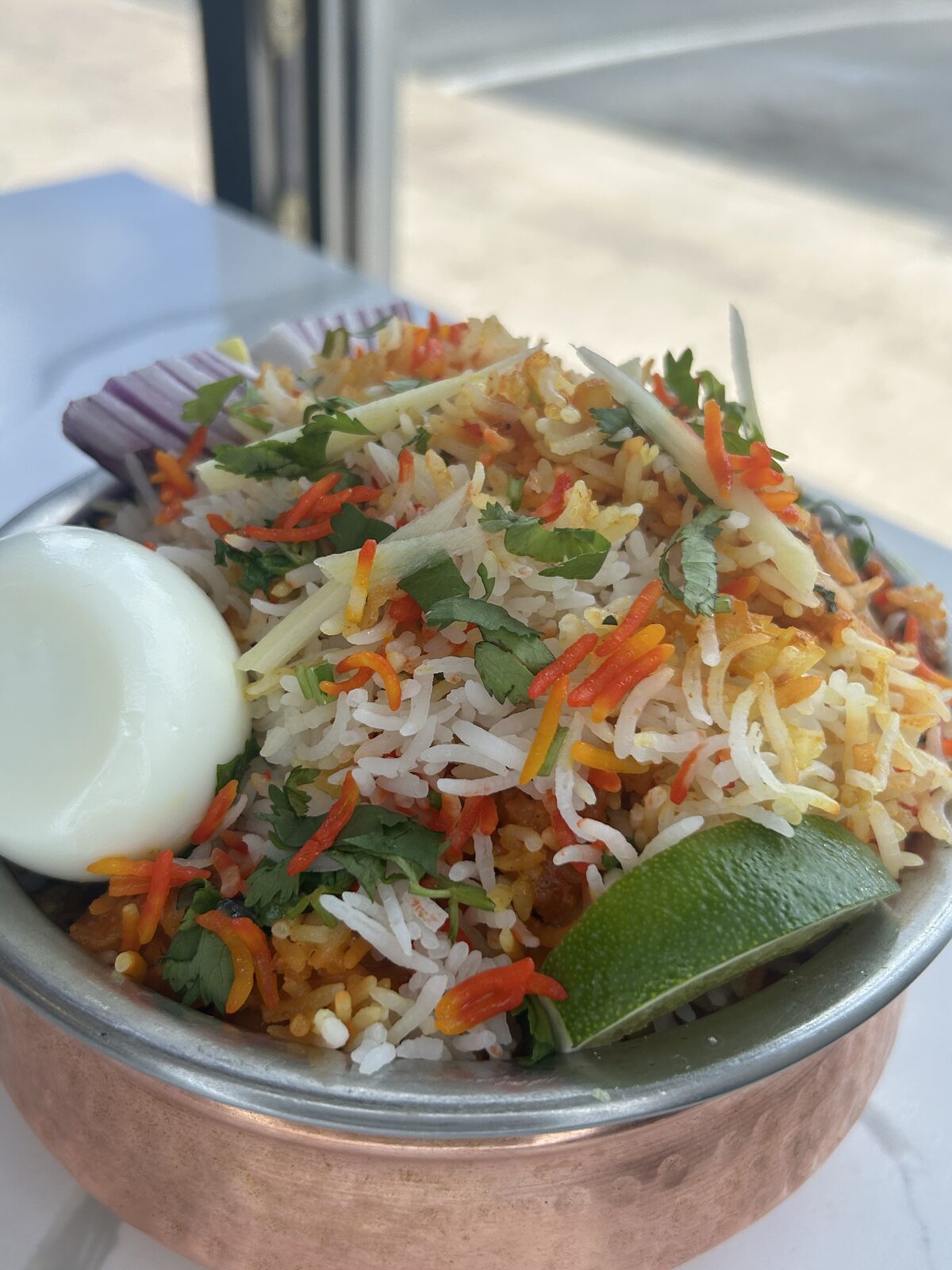 Fragrant basmati biryani with saffron, cilantro and lime